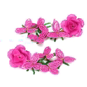 1 Pair Exaggerated Bead Tassel Floral Drop Earrings h5 Picture4